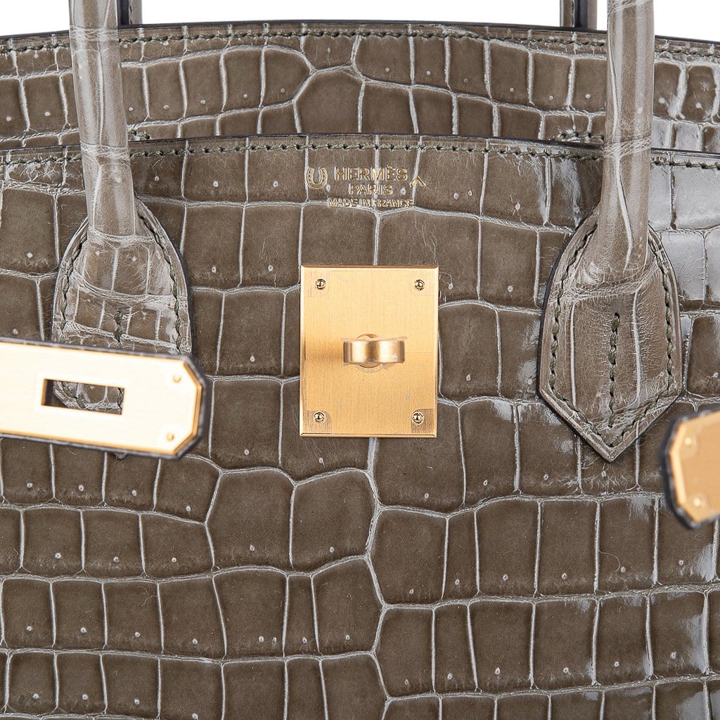 Birkin HSS 30 Bag Gris Tourterelle / Blue Sapphire Porosus Crocodile Limited Edition