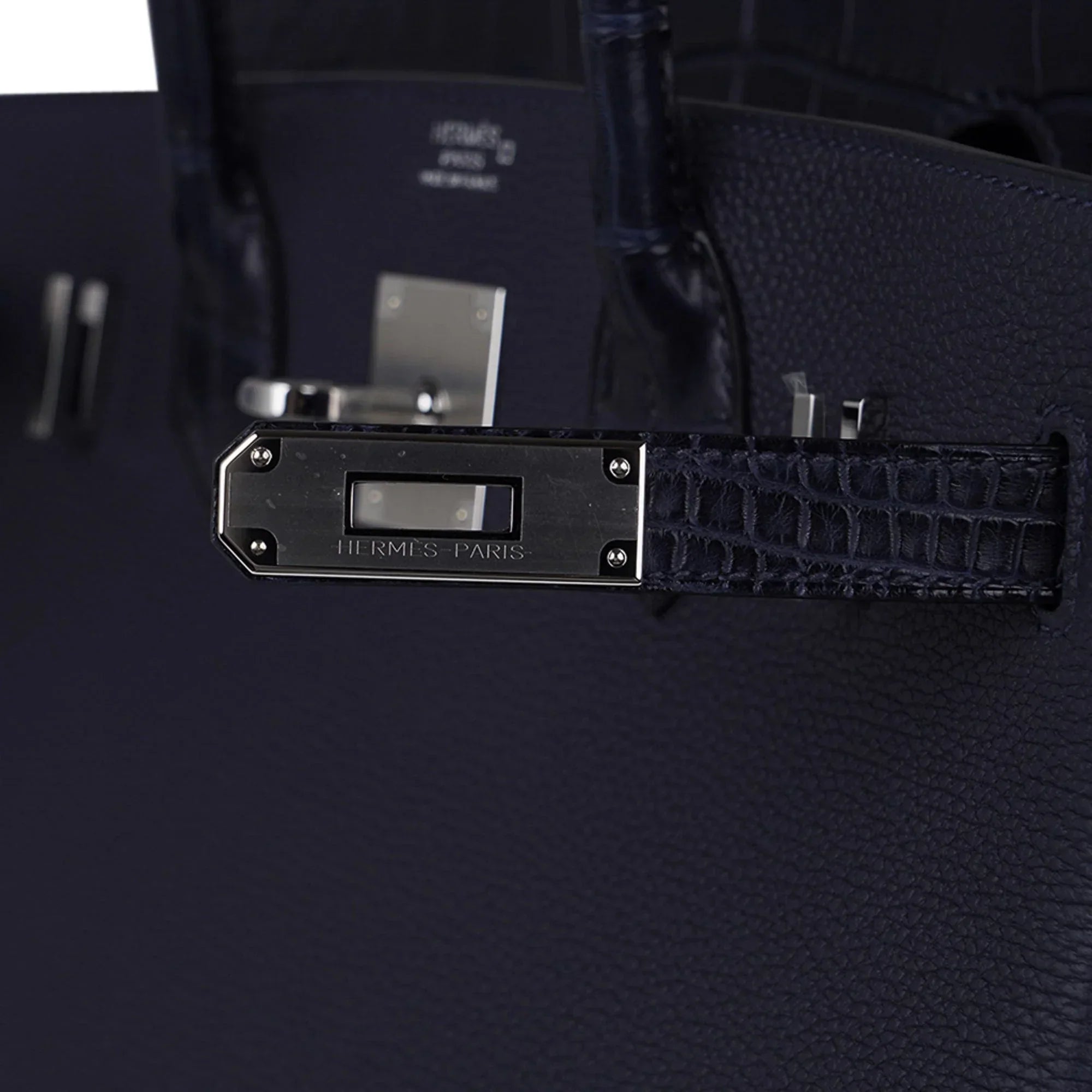 Birkin 30 Touch Blue Indigo Matte Alligator Bag Palladium Hardware