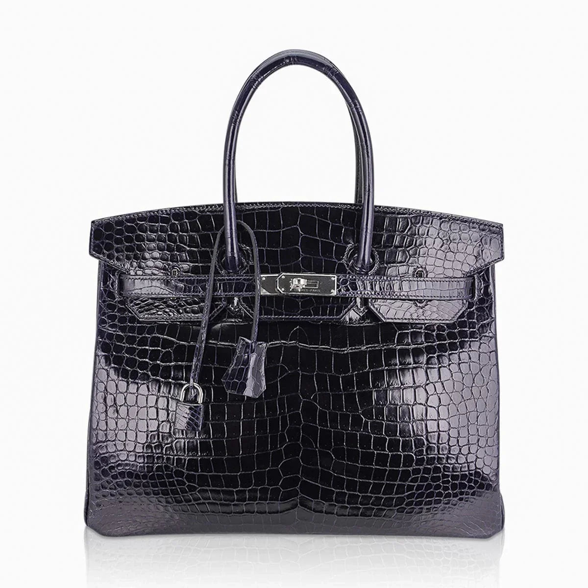 Birkin 35 Bag Blue Marine Porosus Crocodile with Palladium Hardware