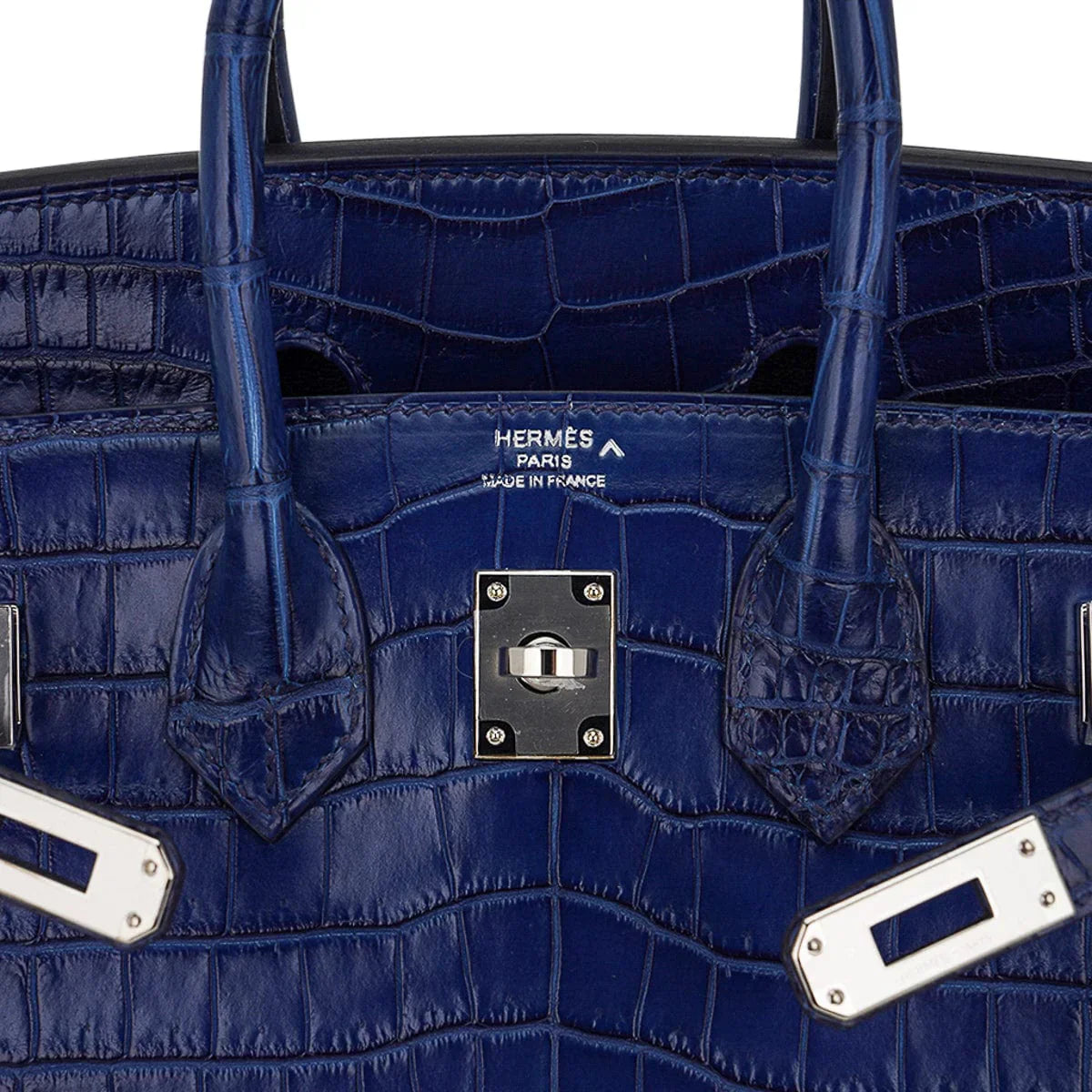 Limited Edition Birkin 25 Bag Sellier Indigo Aizome Porosus Crocodile with Palladium Hardware