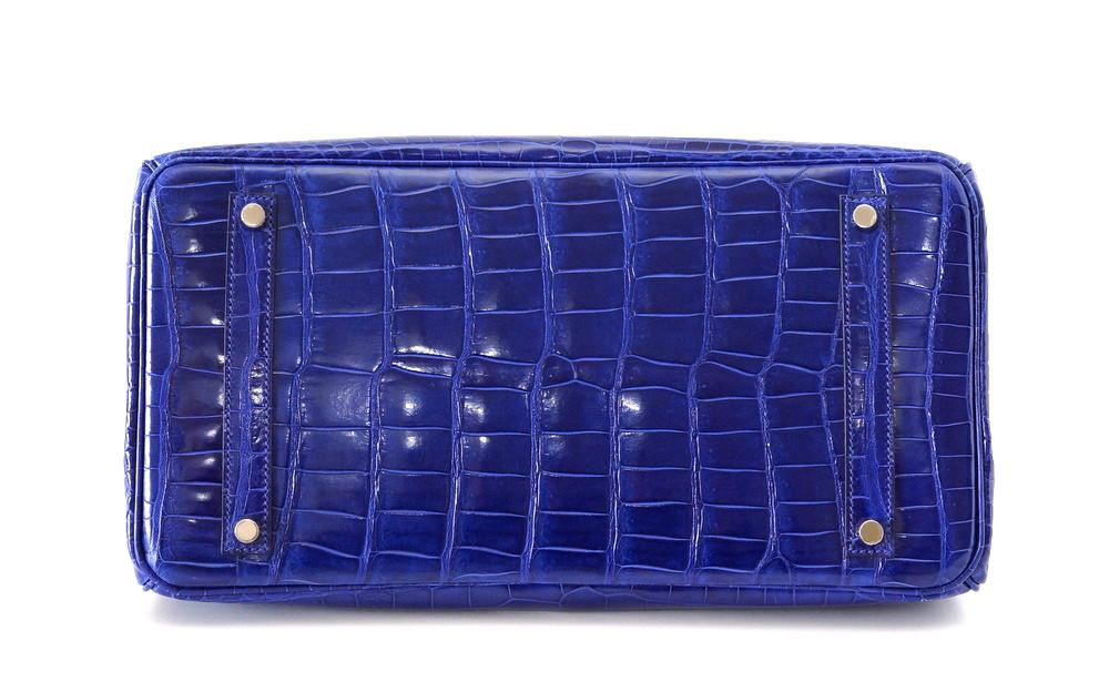 Birkin 35 Bag Vivid Electric Blue Porosus Crocodile Palladium